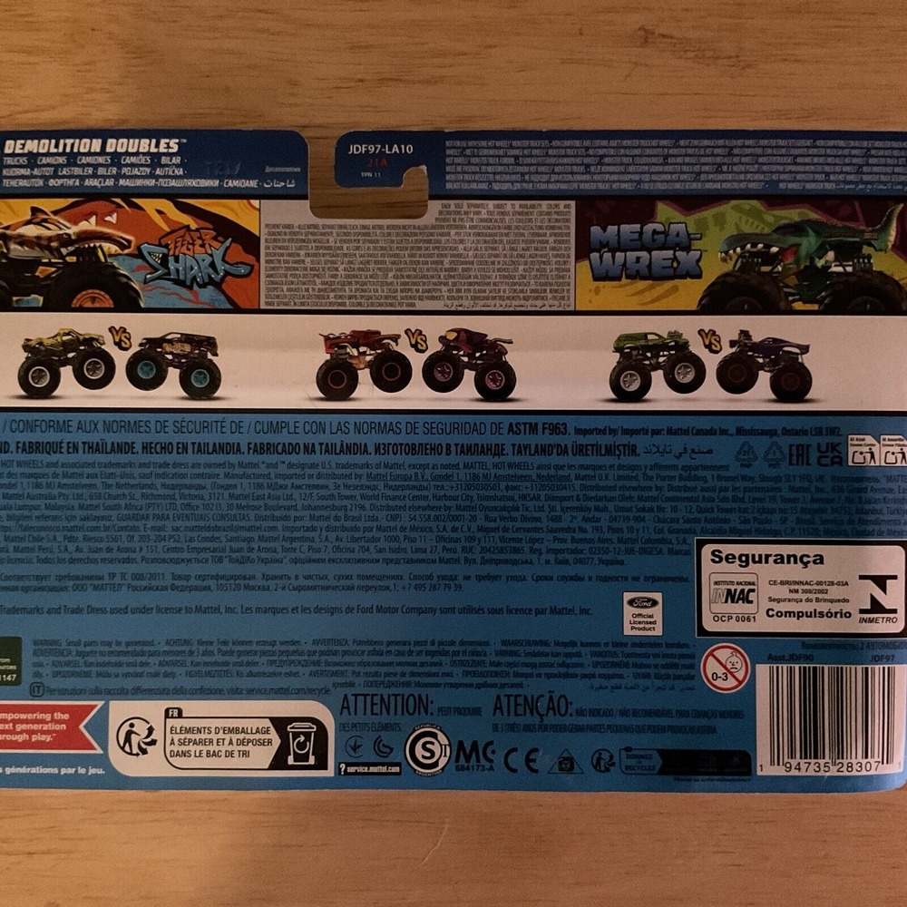 Mattel Hot Wheels Monster Truck Demolition Double, Tiger Shark And Mega-Wrex - Picture 8 of 8
